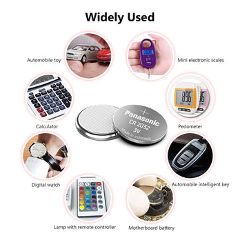 Panasonic CR2032 220mAh 3V Lithium (LiMnO2) Coin Cell Battery - 4 Piece Wide Size Carded Packaging