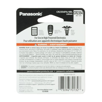 Panasonic CR2354 560mAh 3V Lithium Primary (LiMnO2) Coin Cell Watch Battery - 4 Piece Carded Packaging