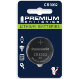 Panasonic CR3032 500mAh 3V Lithium Primary (LiMnO2) Coin Cell Watch Battery - 1 Piece Retail Card