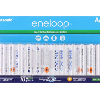 Panasonic Eneloop BK-3MCCA12FA-12AA AA 2000mAh 1.2V Low Self Discharge Nickel Metal Hydride (NiMH) Button Top Batteries - 12 Pack Retail Card