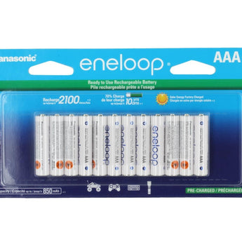 Panasonic Eneloop BK-4MCCA12FA AAA 800mAh 1.2V Low Self Discharge Nickel Metal Hydride (NiMH) Button Top Batteries - 12 Pack Retail Card