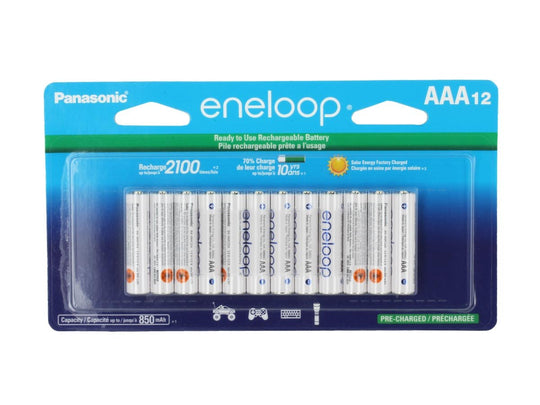 Panasonic Eneloop AAAs - 12 Pack Retail Card Front