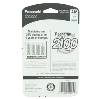 Panasonic Eneloop K-KJS2MCA-2BA AA 2000mAh 1.2V Low Self Discharge Nickel Metal Hydride (NiMH) Button Top Batteries with C Cell Spacers - 2 Pack Retail Card