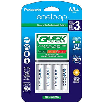 Panasonic Eneloop 4-Position Quick Charger with 4 x 2000mAh NiMH Low Self Discharge AA Batteries (K-KJ55MCA4BA)