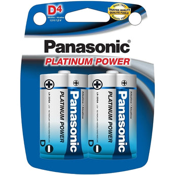 Panasonic Platinum Power LR20XP-4B D-cell 1.5V Alkaline Button Top Batteries - 4-Pack Retail Card