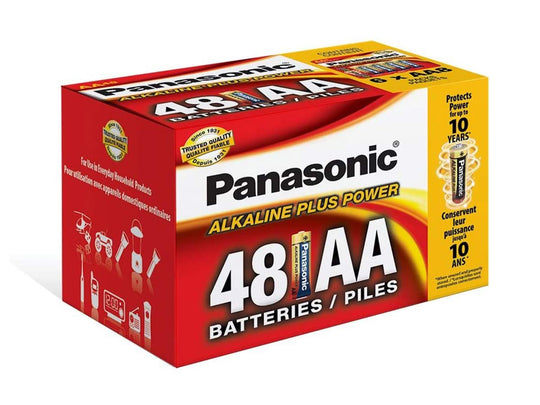 Panasonic Alkaline Plus Power AA Batteries - Box of 48