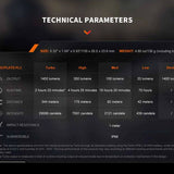 Fenix PD32R USB-C Rechargeable LED Flashlight - 1400 Lumens - Luminus SFT40 - Includes 1 x 3.6V 3400mAh 18650