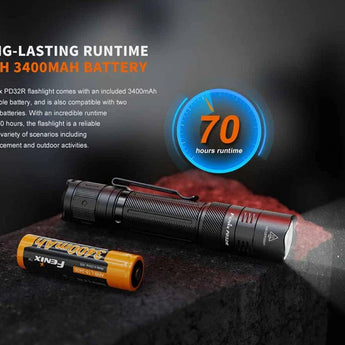 Fenix PD32R USB-C Rechargeable LED Flashlight - 1400 Lumens - Luminus SFT40 - Includes 1 x 3.6V 3400mAh 18650