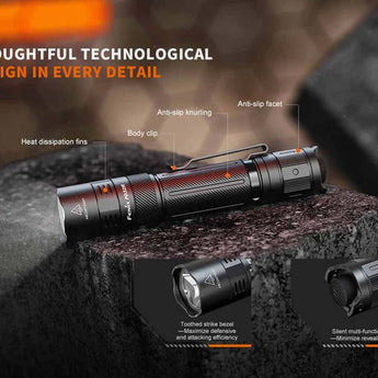 Fenix PD32R USB-C Rechargeable LED Flashlight - 1400 Lumens - Luminus SFT40 - Includes 1 x 3.6V 3400mAh 18650