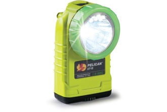 Pelican 3715 Right Angle LED Flashlight - Yellow Body with Photoluminescent Shroud- 174 Lumens - Uses 4 x AA Batteries (3715-000-247)