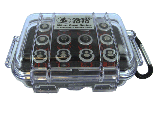 COMBO KIT: Pelican 1010 Watertight Case- Clear Black / 12 Titanium CR123A's / Pre-Cut Foam Insert