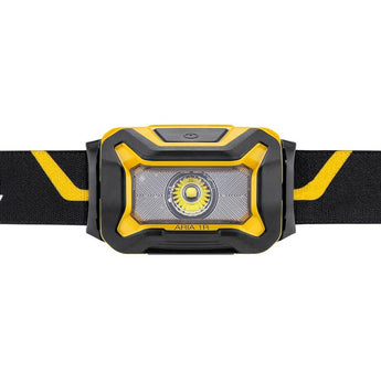 Petzl Aria 1R Rechargeable LED Headlamp - 450 Lumens - Includes 1 x 3.6V 1250mAh LI-ion CORE Battery Pack - Black and Yellow