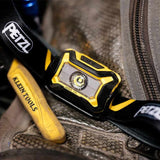 Petzl Aria 1R Rechargeable LED Headlamp - 450 Lumens - Includes 1 x 3.6V 1250mAh LI-ion CORE Battery Pack - Black and Yellow