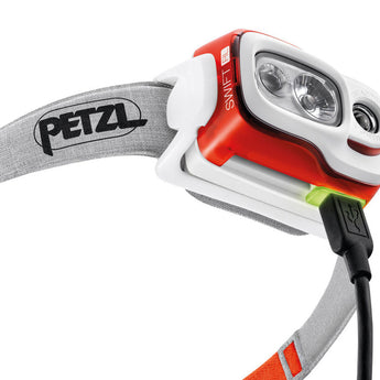 Petzl Swift RL Rechargeable Headlamp - 900 Lumens - Includes 2350mAh Li-ion Battery Pack - Black, Blue or Orange