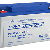 Power-Sonic PG-12V130 FR 126AH 12V Long-Life Rechargeable Sealed Lead Acid (SLA) Battery - T11 Threaded Insert