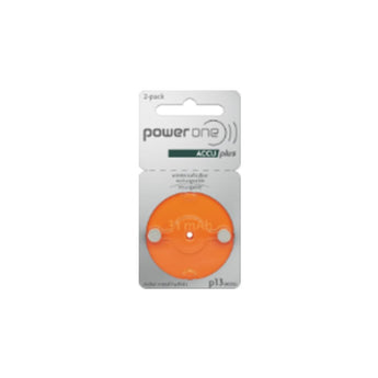 PowerOne Size 13 28mAh 1.2V NiMh Rechargeable Hearing Aid Batteries - 2 Pack Retail Card