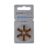 PowerOne P312-6PK-MF (6PK) Size 312 170mAh 1.45V Zinc Air Brown Hearing Aid Batteries - 6 Pack Retail Card