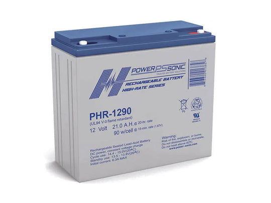 Power-Sonic PHR-1290 21.2Ah 12V High Rate Rechargeable Sealed Lead Acid (SLA) Battery - T12-A Terminal