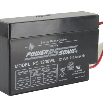 Power-Sonic AGM General Purpose PS-1208 0.8Ah 12V Rechargeable Sealed Lead Acid (SLA) Battery - WL Terminal