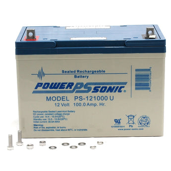 Power-Sonic AGM General Purpose PS-121000 100Ah 12V Rechargeable Sealed Lead Acid Battery - Universal or T6 Terminal