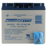 Power-Sonic AGM General Purpose PS-12180 18Ah 12V Rechargeable Sealed Lead Acid (SLA) Battery - NB Terminal