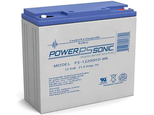 Power-Sonic PS-12200HD-M6 21Ah 12V Rechargeable Sealed Lead Acid (SLA) Battery - M6 Terminal
