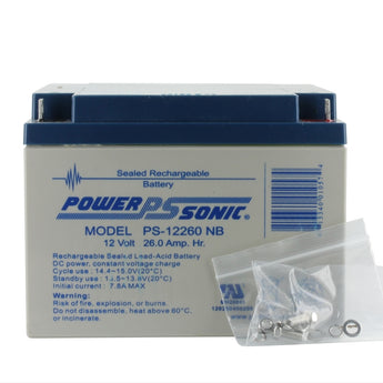 Power-Sonic AGM General Purpose PS-12260 26Ah 12V Rechargeable Sealed Lead Acid (SLA) Battery - NB Terminal