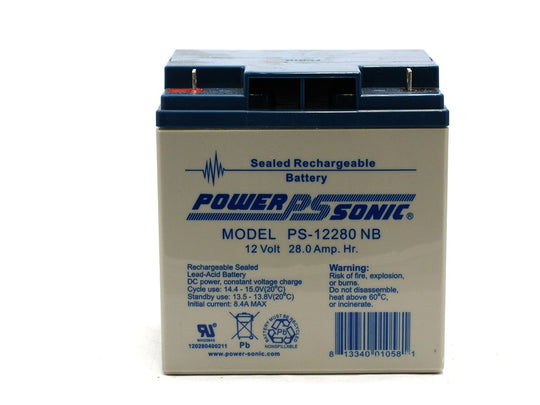 Power-Sonic AGM General Purpose PS-12280 28Ah 12V Rechargeable Sealed Lead Acid (SLA) Battery - NB or F2 Terminals