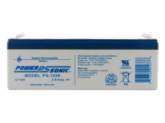 Power-Sonic AGM General Purpose PS-1229 2.9Ah 12V Rechargeable Sealed Lead Acid (SLA) Battery - F1 Terminal