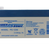 Power-Sonic AGM General Purpose PS-1230 3.4Ah 12V Rechargeable Sealed Lead Acid (SLA) Battery - F1 Terminal