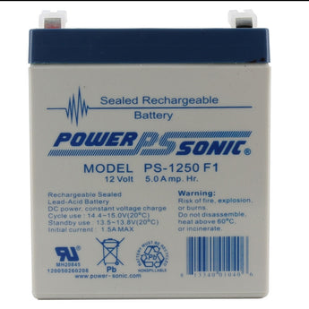 Power-Sonic AGM General Purpose PS-1250 5Ah 12V Rechargeable Sealed Lead Acid (SLA) Battery - F1 or F2 Terminal