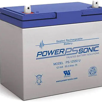 Power-Sonic PS-12550B 55Ah 12V Rechargeable Sealed Lead Acid (SLA) Battery - Button Terminal