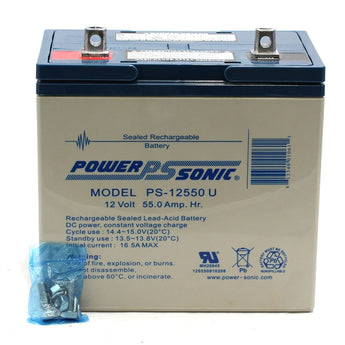 Power-Sonic AGM General Purpose PS-12550 55Ah 12V Rechargeable Sealed Lead Acid (SLA) Battery - U Terminal