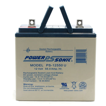 Power-Sonic AGM General Purpose PS-12550 55Ah 12V Rechargeable Sealed Lead Acid (SLA) Battery - U Terminal