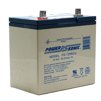 Power-Sonic AGM General Purpose PS-12550 55Ah 12V Rechargeable Sealed Lead Acid (SLA) Battery - U Terminal