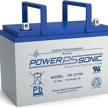 Power-Sonic PS-12750B 75Ah 12V Rechargeable Sealed Lead Acid (SLA) Battery - Button Terminal