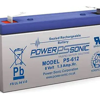 Power-Sonic PS-612 1.4AH 6V Rechargeable Sealed Lead Acid (SLA) Battery - F1 Terminal