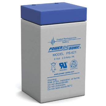 Power-Sonic PS-621 2AH 6V Rechargeable Sealed Lead Acid (SLA) Battery - F1 Terminal