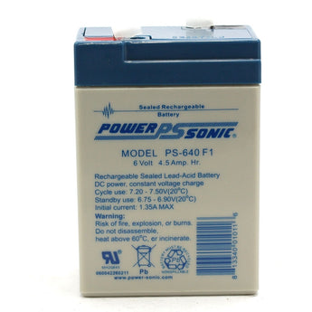Power-Sonic AGM General Purpose PS-640F 4.5Ah 6V Rechargeable Sealed Lead Acid (SLA) Battery - F1 Terminal