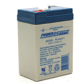 Power-Sonic AGM General Purpose PS-640F 4.5Ah 6V Rechargeable Sealed Lead Acid (SLA) Battery - F1 Terminal