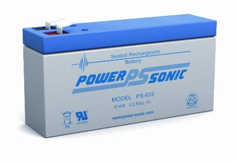 Power-Sonic PS-832 3.2AH 8V Rechargeable Sealed Lead Acid (SLA) Battery - F1 Terminal