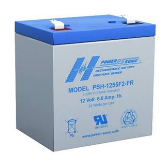 Power-Sonic AGM High Rate General Purpose PSH-1255 FR 6Ah 12V Rechargeable Sealed Lead Acid (SLA) Battery - F2 Terminal