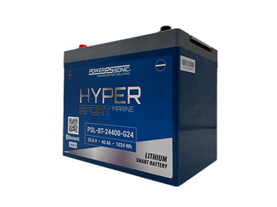 Power-Sonic PSL-BT-24400-G24 Blue Tooth Enabled 40AH 25.6V Rechargeable Lithium Iron Phosphate (LiFePO4) Marine Battery - Group 24- M8 Terminals