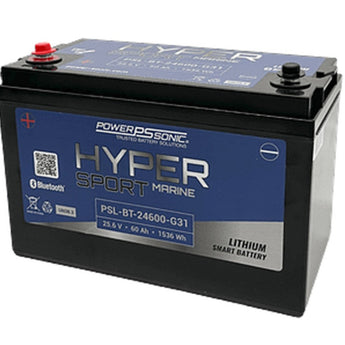 Power-Sonic PSL-BT-24600-G31 Bluetooth Enabled 60AH 25.6V Rechargeable Lithium Iron Phosphate (LiFePO4) Marine Battery - Group 31 - M8 Terminals