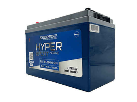Power-Sonic PSL-BT-36400-G31 Bluetooth Enabled 40AH 38.4V Rechargeable Lithium Iron Phosphate (LiFePO4) Marine Battery - Group 31 - M8 Terminals