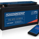 Power-Sonic PSL-BTP-121500 Bluetooth Enabled 150AH 12.8V Rechargeable Lithium Iron Phosphate (LiFePO4) Battery - M8 Terminals