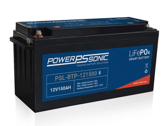 Power-Sonic PSL-BTP-121500 Bluetooth Enabled 150AH 12.8V Rechargeable Lithium Iron Phosphate (LiFePO4) Battery - M8 Terminals