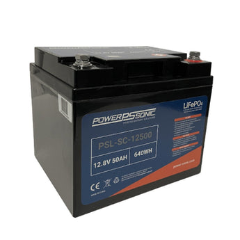 Power-Sonic PSL-SC-12500 50AH 12.8V Rechargeable Deep Cycle Lithium Iron Phosphate (LiFePO4) Battery - M8 Terminals