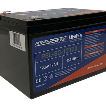 Power-Sonic PSL-SC-12120 12AH 12.8V Rechargeable Deep Cycle Lithium Iron Phosphate (LiFePO4) Battery - F2 Terminals