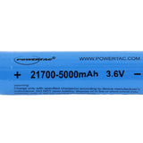 Powertac 21700 5000mAh 3.7V Protected Lithium Ion (Li-ion) Button Top Battery